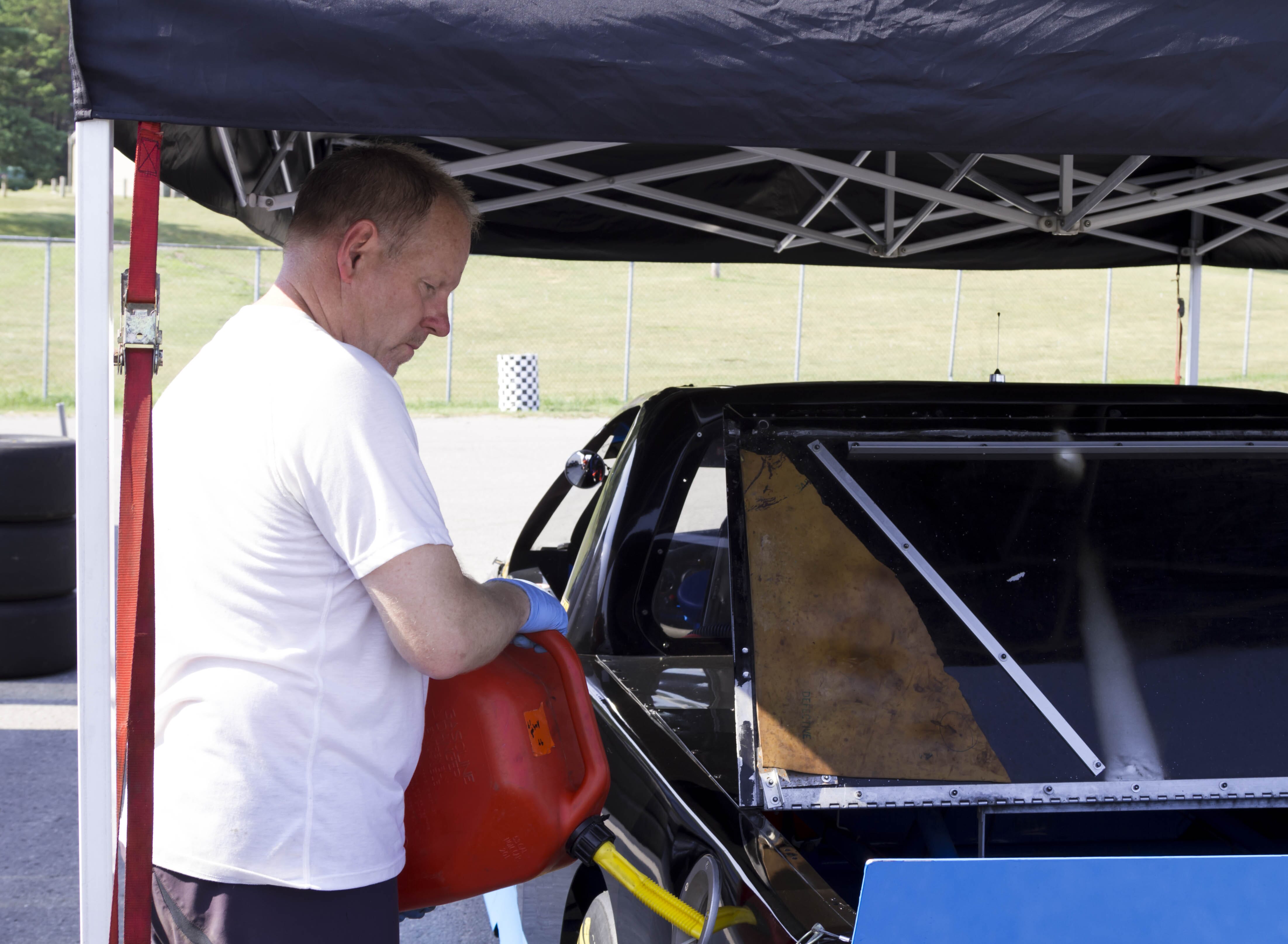 Getting ready to hit the track with fresh fuel