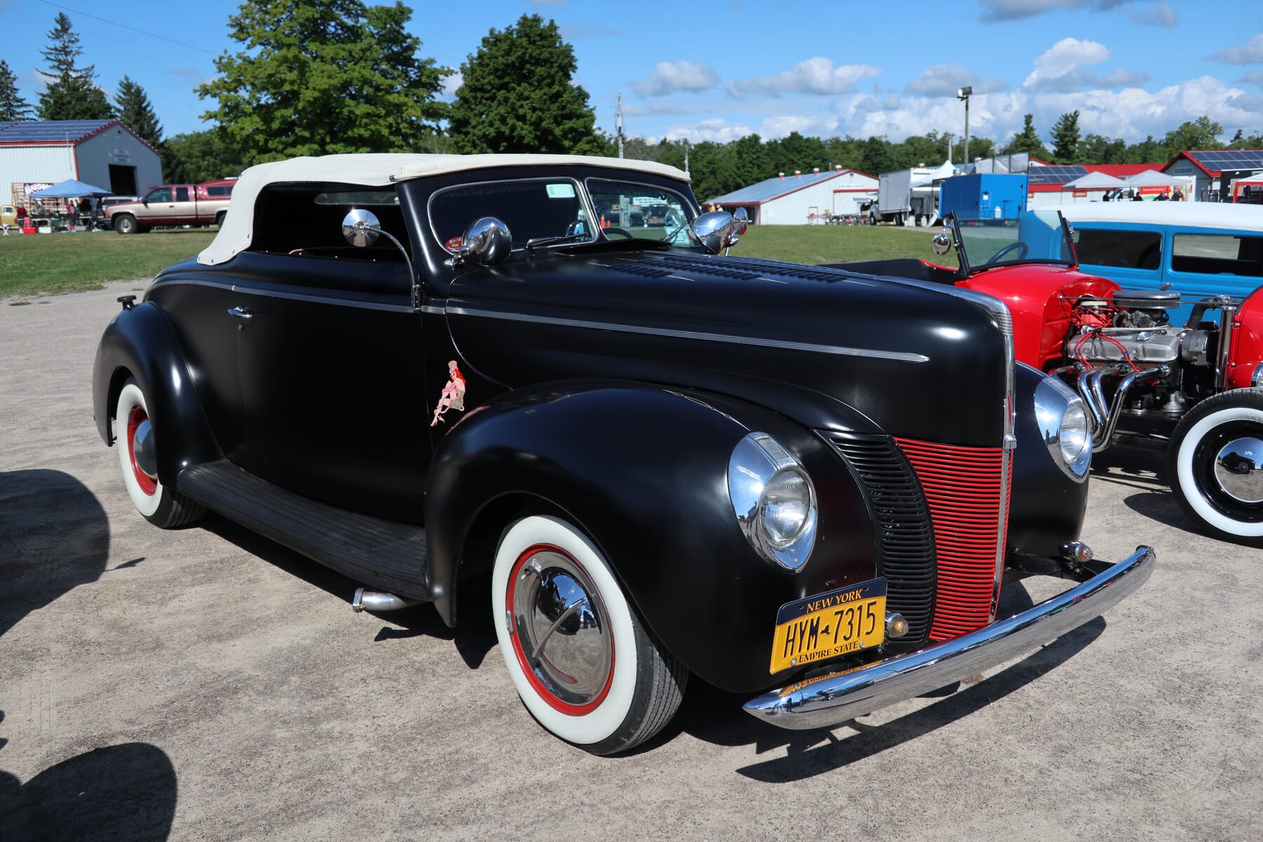 1939 Ford with a 1958 Cadillac 365-cid engine boasting flat back paint and whitewall tires from New York