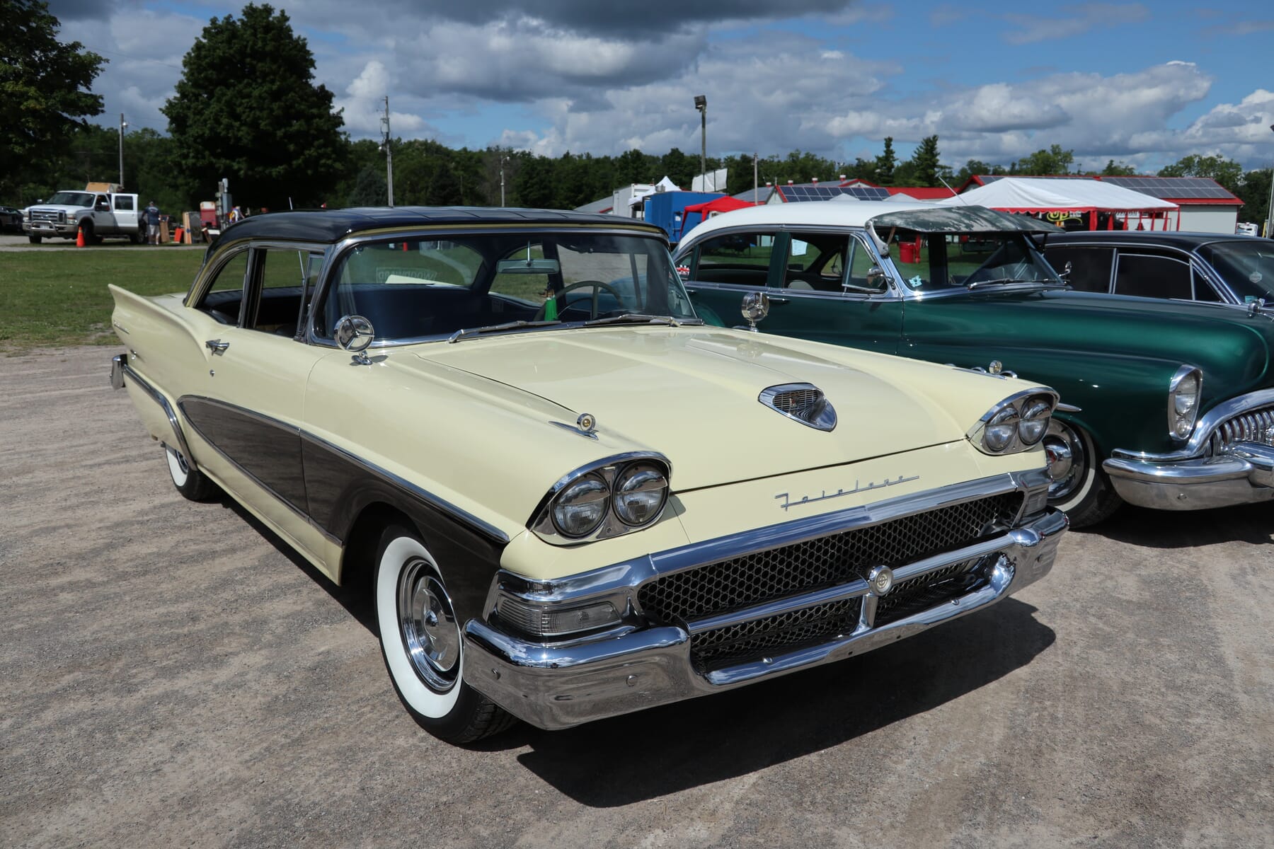 1958 Ford Fairlane with original paint combination and white wall tires